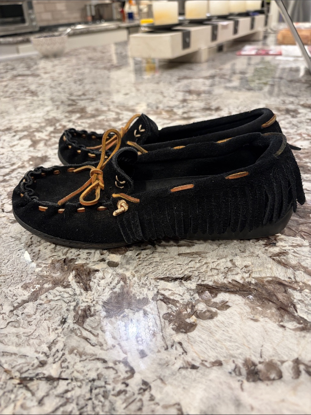 Suede Fringe Moccasins size 7